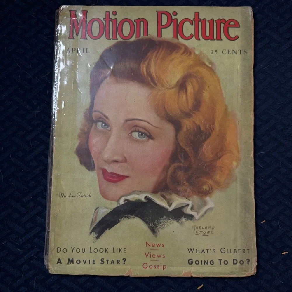 Vintage‎ Motion Picture Magazine April 1931 Marlene Dietrich Cover Marland Stone